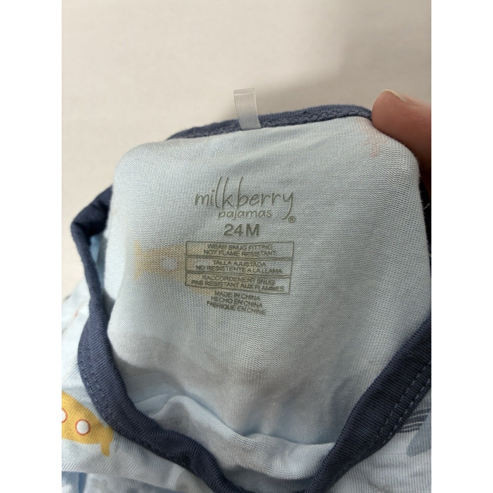Milk Berry‎ Bamboo PJ Set Boys 24months Blue Lightweight Super Soft - Picture 2 of 3